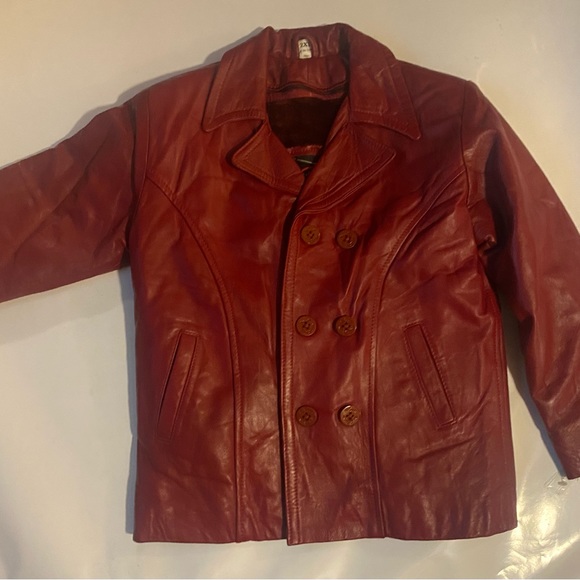 Authentic Grande Pieles red leather peacoat with zip out liner new xs - Picture 8 of 14